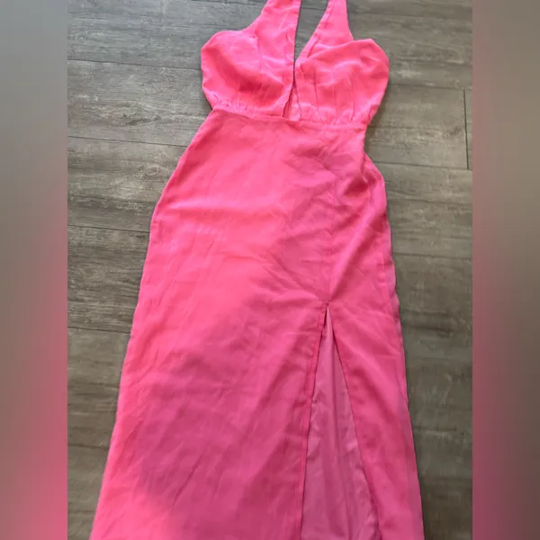 Lulu's Pink Halter Midi Dress - Image 8