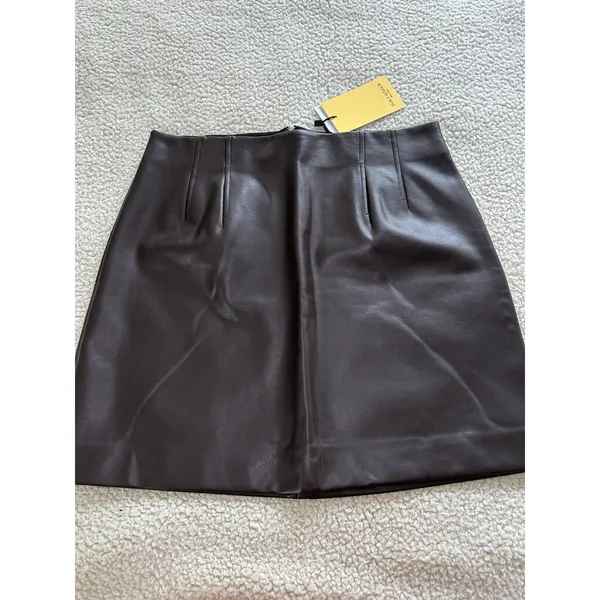 MM Lafleur $195 Women's Whitney Vegan Leather Brown Mini Skirt Size 8 - Image 3