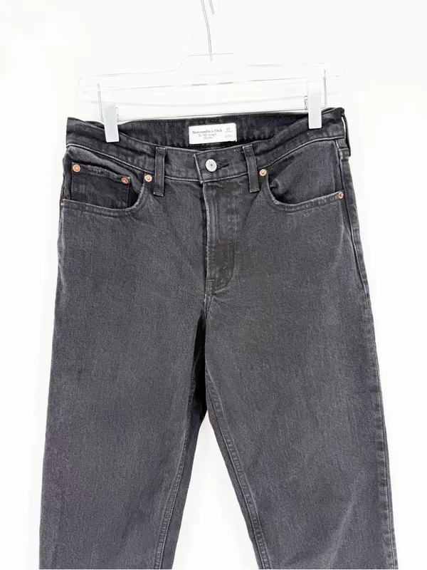 Abercrombie & Fitch 90s Straight Jeans Womens 27 Mid Rise Faded Black Denim - Image 5