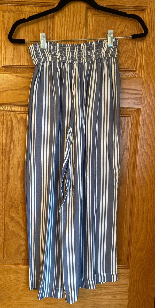 Hollister Womens S Elastic Waist Ultra High Rise Pants Navy White Resort Cruise - Image 3