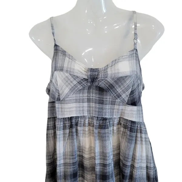 Converse One Star Cotton Plaid Sweetheart Neck Mini Skater Dress Size Medium - Image 3