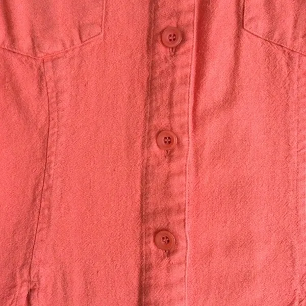 Vintage Studio Ease Linen Blend Button Up Short Sleeve Top Coral Pink - Sz 10 - Image 4