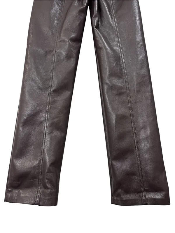 Wilfred Chocolate Brown Faux Leather Straight Leg Trouser Pants Size 4 Womens - Image 8