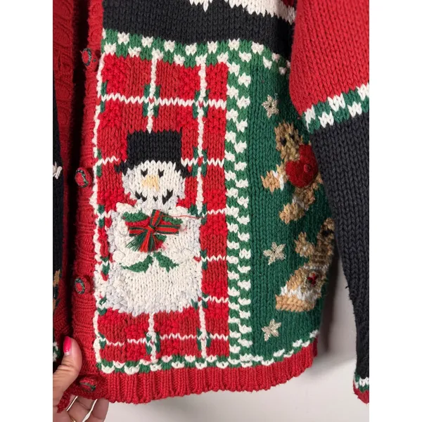 Tiara International Vintage‎ 1998 Christmas Cardigan Sweater Nutcracker Santa L - Image 6