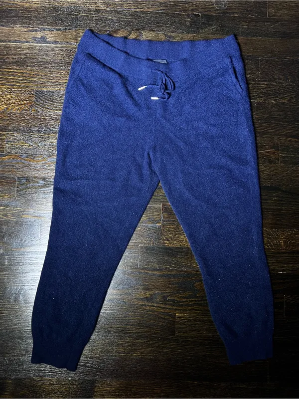 Quince Mongolian Cashmere Jogger Knit Pants True Navy Drawstring Waist Lounge XL - Image 2
