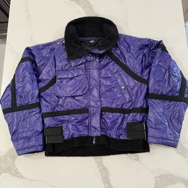 Free People Movement Vagabond Fleece Bomber Jacket Women’s XS Purple Packable - Image 5