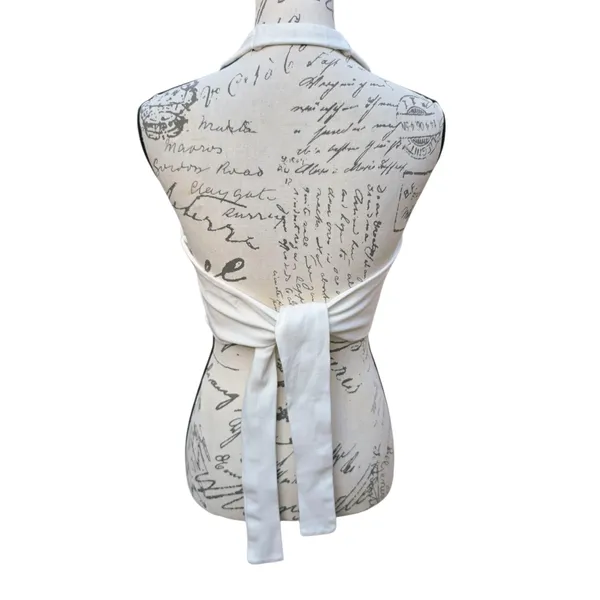 Altar'd State -1645 White Halter Top Back Tie Sleeveless Crop Top‎ - Size Large - Image 4