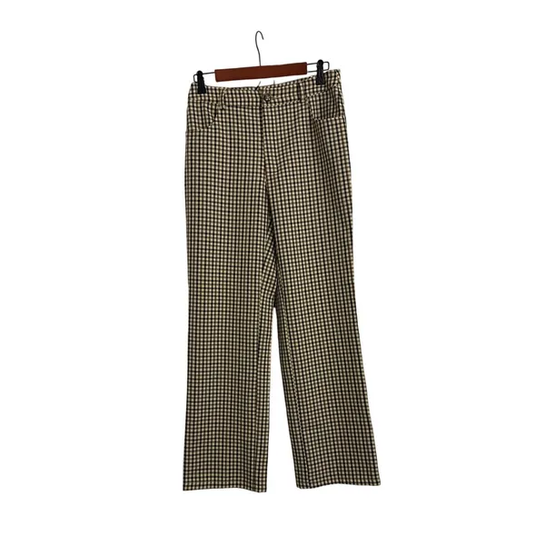 SHEIN Retro Brown Plaid High Rise Checkered Wide Leg Loose Pants Size Women's 6 - Image 2