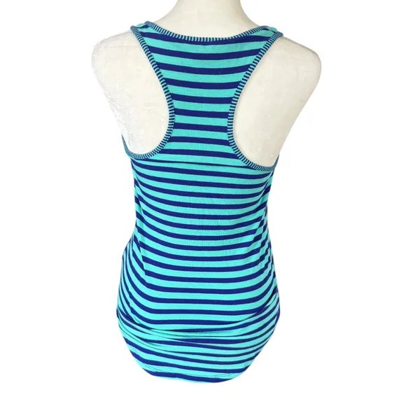 Guess green and blue striped racerback sleeveless stretchy tank top women's XS - Image 4
