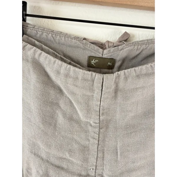 Fei Anthropologie Y2K Style Wide Leg Linen Trouser Gray Low Rise Womens 4T - Image 3
