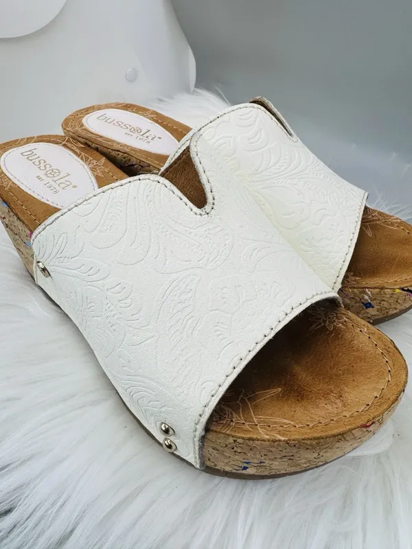 Bussola Formentera Sandals Womens 37 Strappy Wedge Heel Embossed Leather Artisti - Image 4