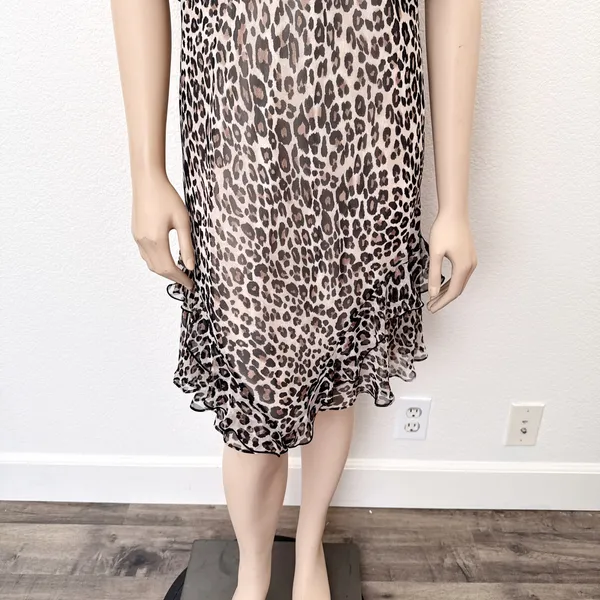 [Victoria's Secret] Leopard Print Ruffle Hem Slip Dress V-Neck Y2K Size Medium M - Image 5