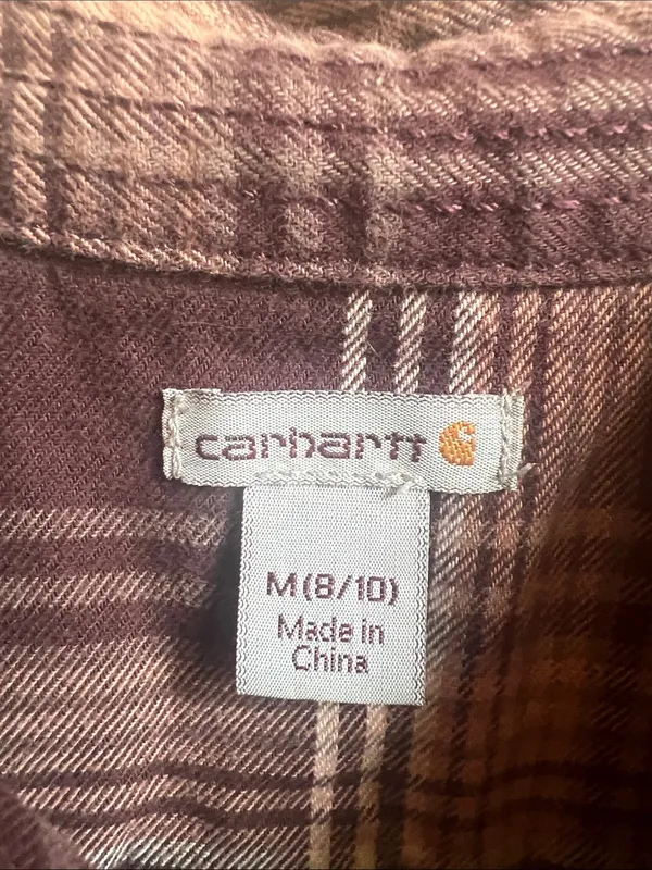 Carhartt Plaid 1/3 Button-Down pullover Shirt 100% cotton workwear shirt - Image 2