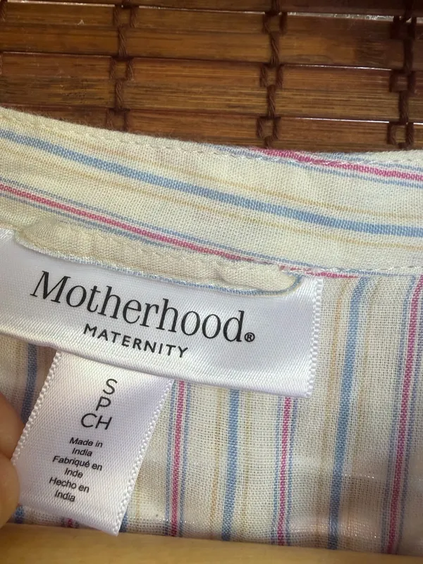 Motherhood Maternity Striped Cotton Tiered Mini Dress Size Small - Image 3