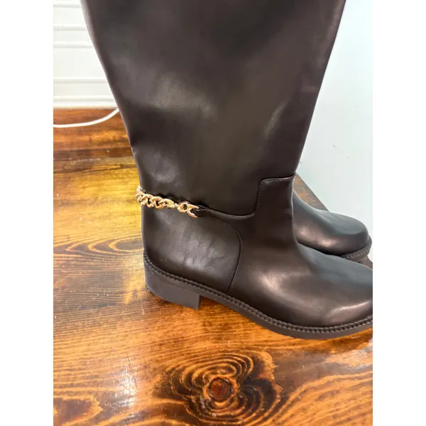 A New Day Black Gold Chain Tall Boots SIze 11‎ - Image 3