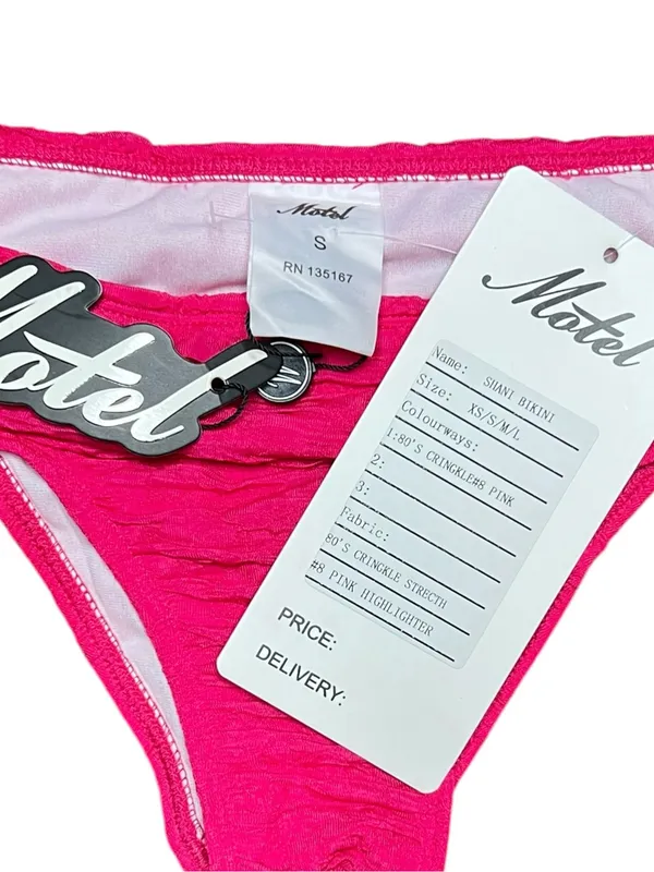Motel Rocks Shani Bikini Bottom in 80s Crinkle Pink Size Small NWT - Image 3