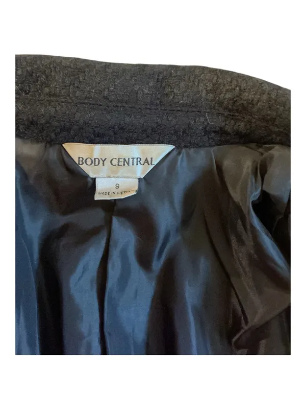 Body Central Black Tweed Bouclé Frayed Blazer Jacket - Image 3
