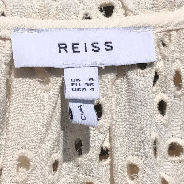 REISS Flora Broderie Scalloped Sleeves Ivory Cream Top Blouse 4 - Image 9