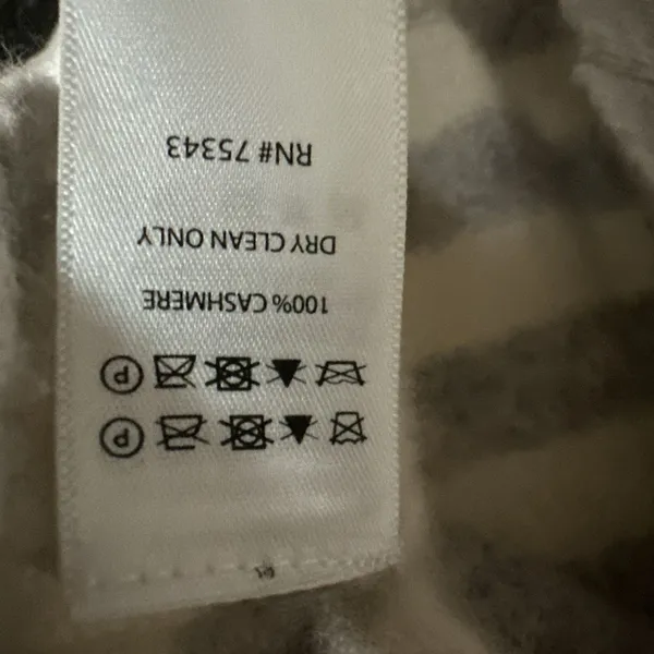 C&C California 100% Cashmere Sweater Women M Gray White Striped Crewneck 2-Ply - Image 6