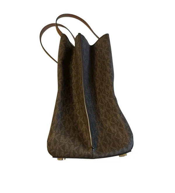 Michael Kors Teagen Large Logo Shoulder Bag Brown MK Monogram EUC purse handbag - Image 8