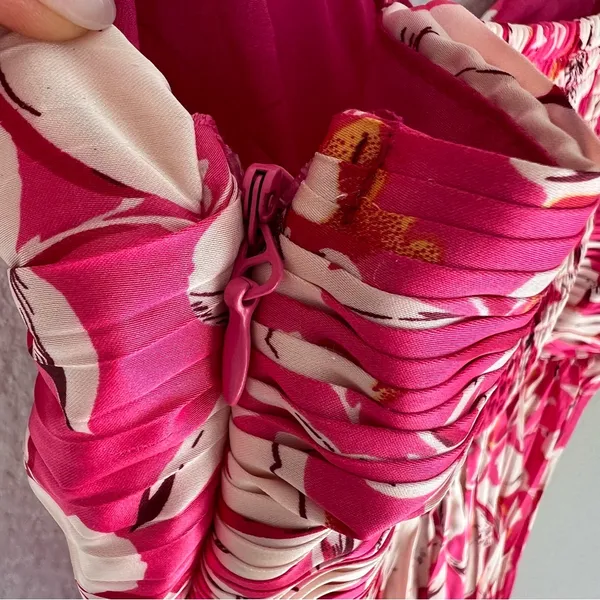 ASTR The Label Revolve Maeve Pleated Midi Dress in Pink Cream Floral - Image 9