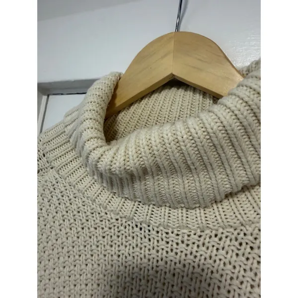 Lauren Ralph Lauren Cream Cable Knit Turtleneck Sweater XL Ivory Cotton Blend - Image 4