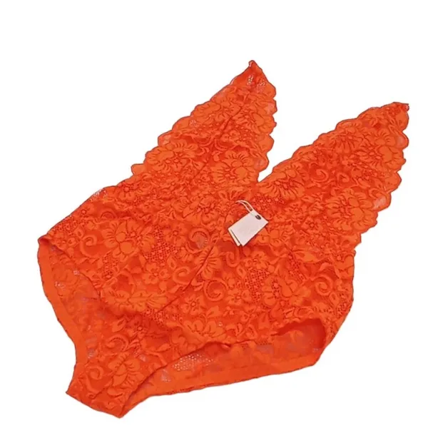 FREE PEOPLE x HAH Lace Bodysuit Sz XS Burn Orange Feminine Party Resort Boho NWT - Image 6