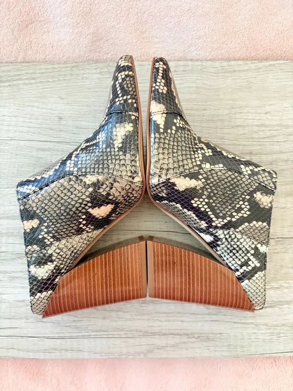 Sam Edelman Reverie Desert Snake Leather Pointed 4" Stacked Block Heel Mule 7.5 - Image 5