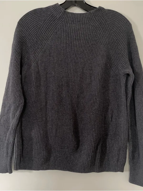 J Crew Wool Sweater Womens Small Gray Bow Detail Knit Minimalist Quiet Luxury - Image 6