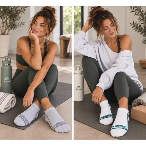 Free People FP Movement Ankle Socks 2-Pack White Gray OS - Image 2