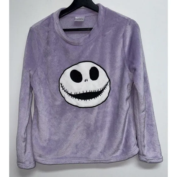 Disney Nightmare Before Christmas Pajama Top Womens Medium 8 10 Purple Jack Skellington - Image 8