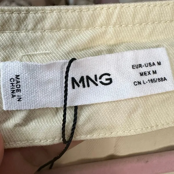 Mango Button‎ Up Belt Jumpsuit Cream Beige Size Medium Square Neck Feminine - Image 4