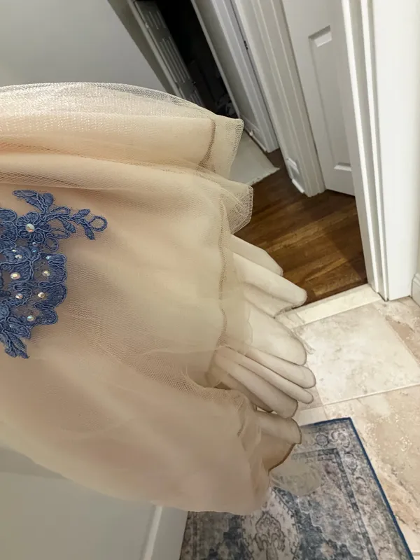 Beaded Lace Periwinkle Coya Collection Prom Dress - Image 8