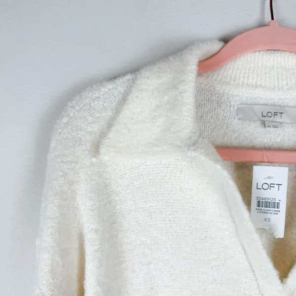NWT LOFT Boucle Polo Sweater Ivory‎ Cream Soft Knit Size XS - Image 6
