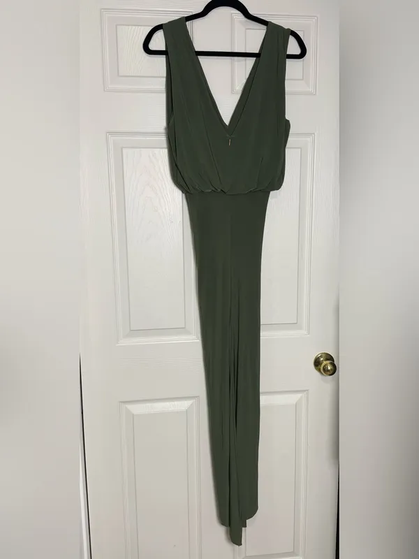 MISA Los Angeles Leza Gathered Crossover Sleeveless Tulip Maxi Dress in Green L - Image 8