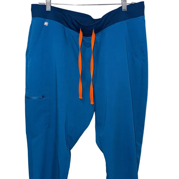 Figs Zamora Scrub Jogger Pants Teal Blue Orange‎ Drawstring Size XL PO 1652 - Image 2