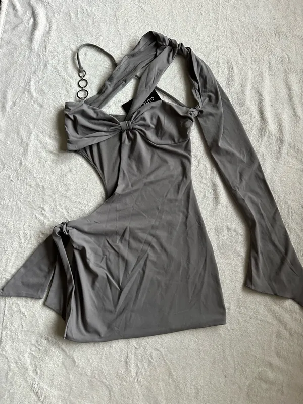 Outcast Clothing Zarah Mini Dress Charcoal - Image 6