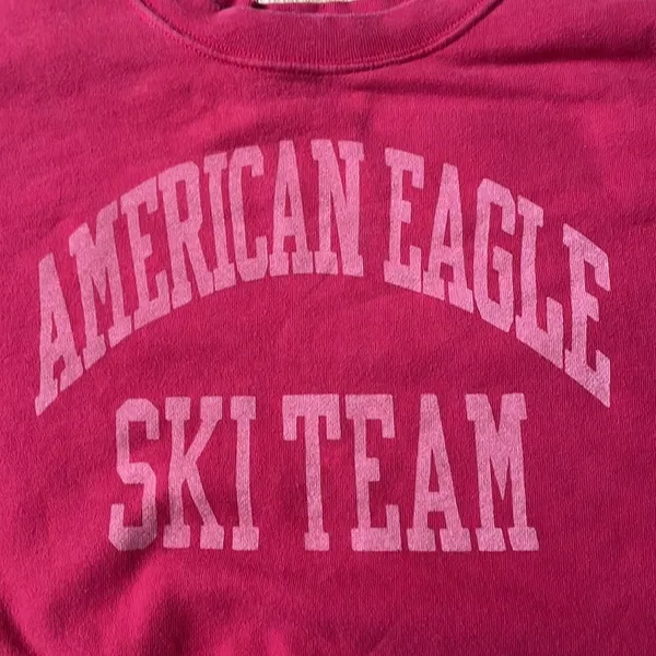 American Eagle Sweater Womens Small Red Logo Pullover Sweatshirt Crewneck Ladies - Image 5