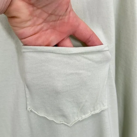 1.State Pastel Mint Green Cotton Long Sleeve Top with Pocket Round Neck Casual‎ - Image 5