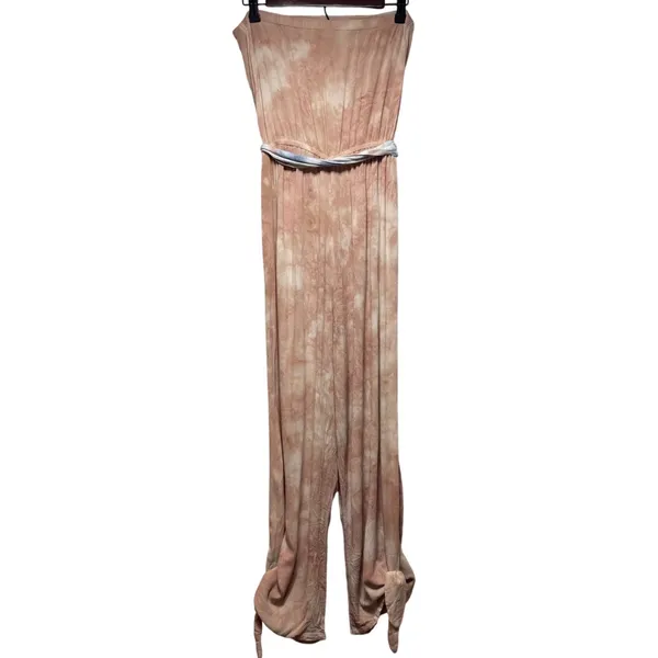 Free‎ People Dusty Mauve Tie Dye Strapless Jumpsuit Small Boho Wide Leg Romper - Image 2