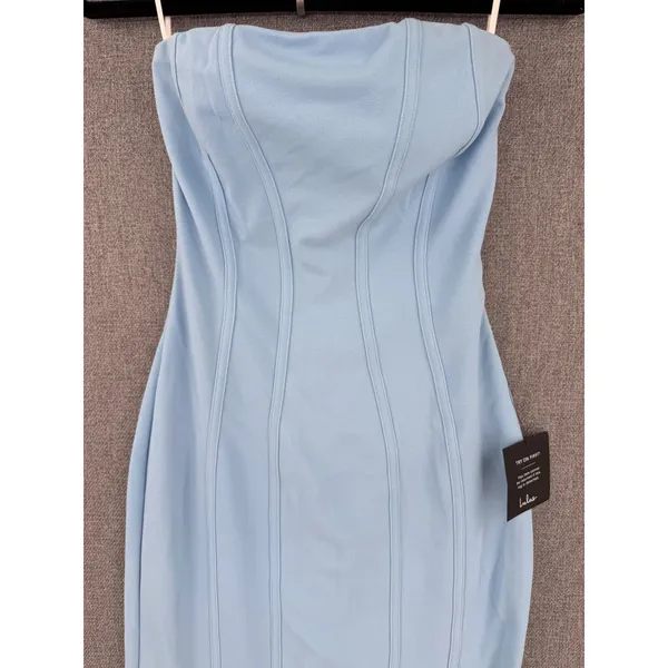 Lulus Ismene Light Blue Corset Seamed Strapless Maxi Dress NWT Sz XS - Image 6
