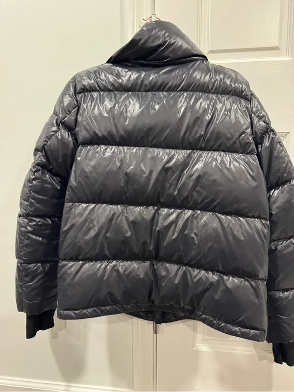 S13 Women's Shiny Black Puffer Coat with High Collar - Image 5