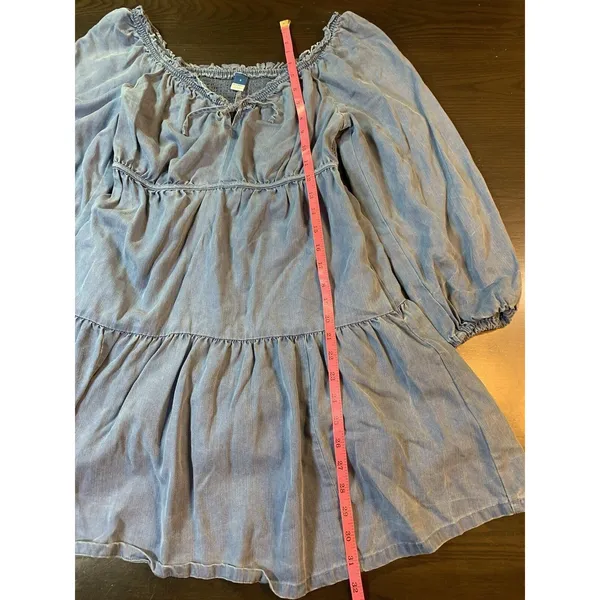 Old‎ Navy Smocked Peasant Dress Small Blue Tiered Swing Western Cottage Boho - Image 14