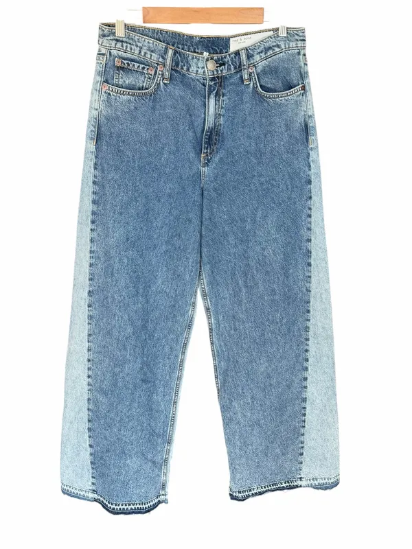 Rag & Bone - Sofie Two Tone Double Indigo Ultra Wide Leg Jeans Sz 29 - Image 2