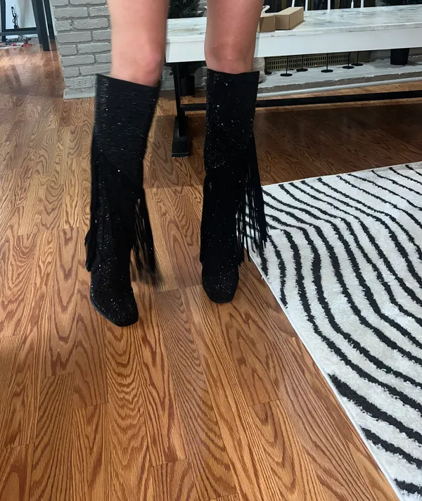 Fringe Tall Bedazzled Boots - Image 3