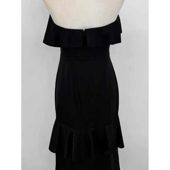 Lovers‎ + Friends Maxi Gown Dress Small Black Ruffle Strapless Formal Pencil - Image 6