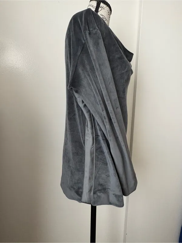 White House Black Market Slate Gray Draped Boatneck Long-Sleeve Top - Image 3