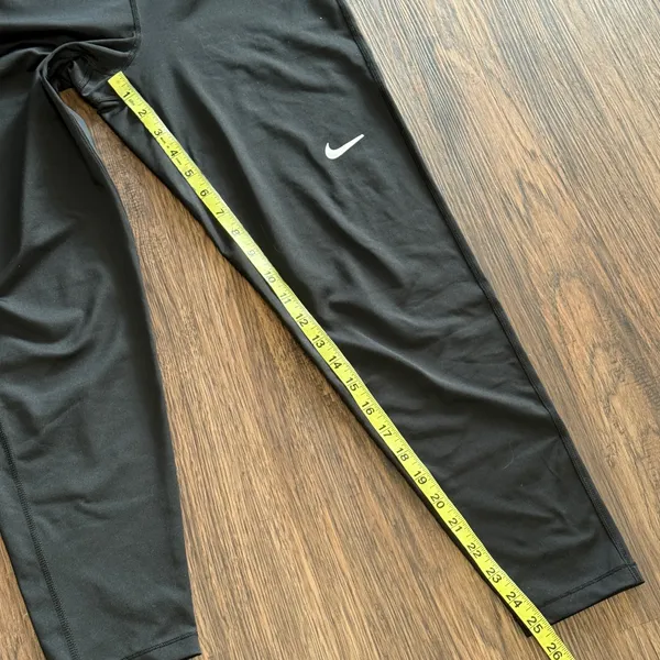 Nike Black Dri-Fit Performance Logo Waistband Leggings Black White Size Large - Image 9