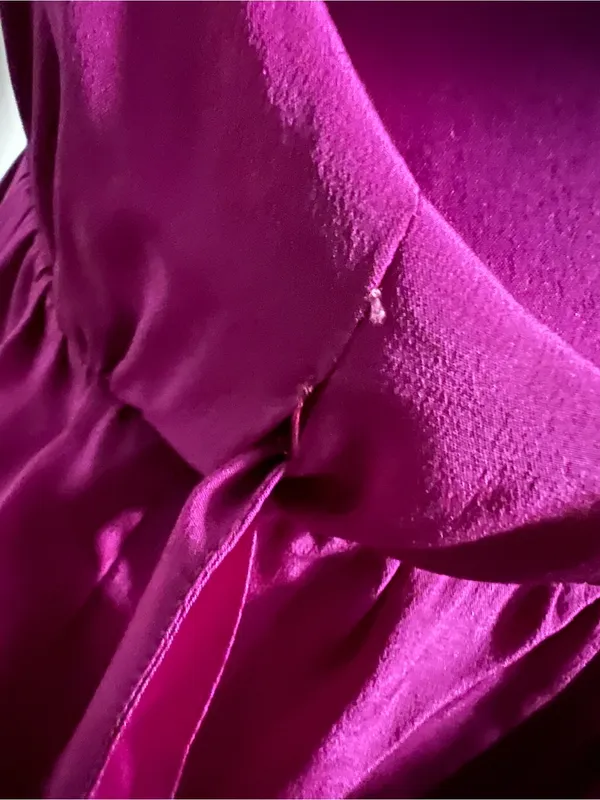 Diane Von Furstenberg Fuchsia Wrap 100% silk Midi Dress size 6 DVF FLAWED - Image 8