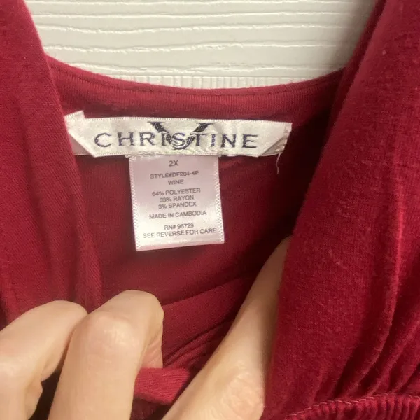 💕 2 For $10 Christine Red/Burgundy Maxi Dress Size Large - Image 3